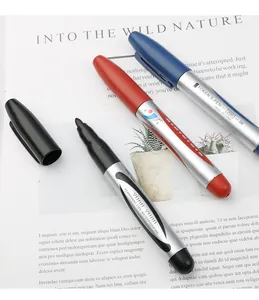 Close-up detail of permanent markers with waterproof ink and durable nib design