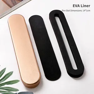 Estuche largo de metal dorado con forro de espuma EVA para lápices o pinceles