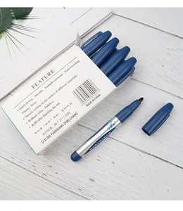 High-quality blue permanent oil-based markers with quick-drying ink and thick tip detail