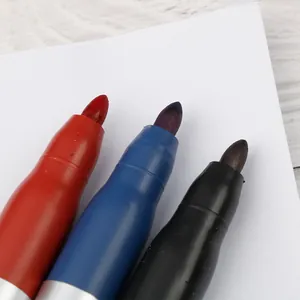 Durable red, blue, and black oil-based permanent marker pens with fine bullet tips