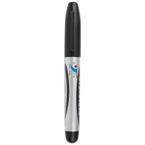 Black permanent oil-based marker pen with sleek gray barrel and black cap for office.