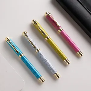 Elegant marble pattern fountain pens in four colors, premium copper gift pens for office