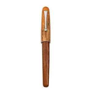 Vintage handmade solid wood fountain pen with retro grain for business writing and gifting