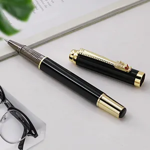 Luxury Metal Dragon Rollerball Pen 0.5mm Black Ink Business Signature Pen Office School Writing Supplies Gift Pen Gold Silver