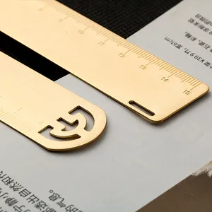 Vintage 15cm brass metal scale ruler and hollowed design bookmark for EDC stationery