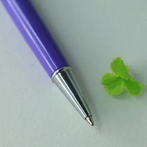 Elegant purple metal ballpoint pen with polished silver tip for office and gifts