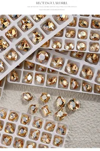 Macro di cristalli K9 champagne sfaccettati per nail art di lusso