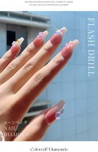 Detailed view of aurora iridescent ice sugar nail rhinestones for 3D manicures