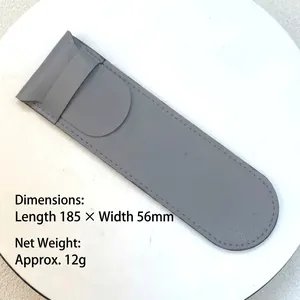 Große minimalistische graue PU-Leder Stifttasche mit Größenangaben und Abmessungen