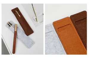 Macro view of high-quality felt pen sleeves showing durable stitching and soft fiber texture