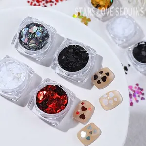Laser Holographic Heart Shape Nail Art Sequins Ultra Thin Colorful Glitter Heart Nail Decoration DIY Manicure Accessories
