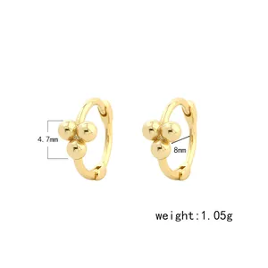 Pendientes de aro minimalistas de plata de ley S925 bañados en oro para mujer de moda