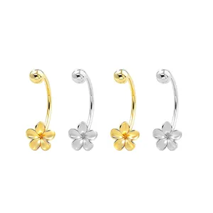 Boucles d'oreilles fleurs en argent sterling S925 avec tiges de cartilage à vis de forme C