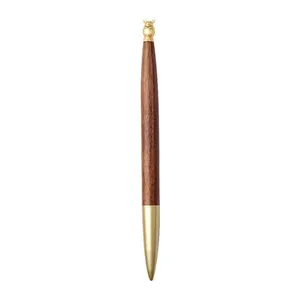 Elegant wooden and brass gel pen featuring a Chinese zodiac animal head topper design
