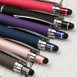 Bunte einziehbare matte Kugelschreiber mit Touch-Stylus-Spitzen für digitale Bildschirme