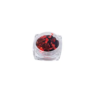 Red heart-shaped ultra-thin nail art glitter sequins in a clear storage jar decoration