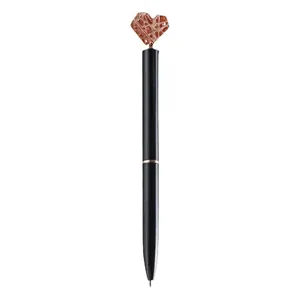 Eleganter Metall-Kugelschreiber mit einem dekorativen roségoldenen Herz-Aufsatz
