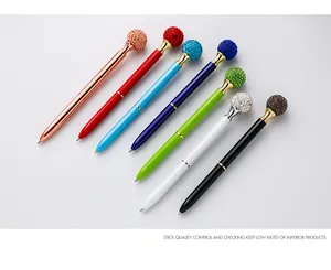 Set di penne a sfera creative in metallo con sfere di strass brillanti in vari colori