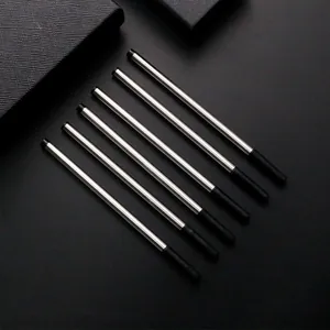 Premium six-pack of 0.5mm silver metal rollerball pen refills for gel and ballpoint pens