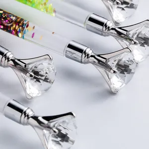 Luxury large diamond quicksand ballpoint pen with glitter filled barrel for gift