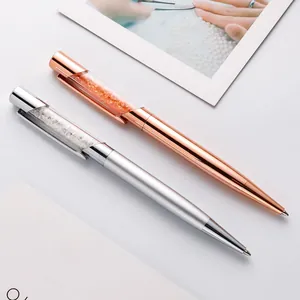 Stylo à Bille en Métal avec Strass et Cristal Design Élégant à Bord Biseauté pour Bureau Affaires Mariage Cadeau Papeterie