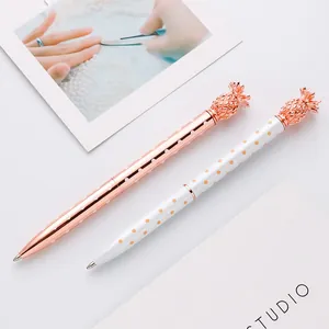 Pineapple Metal Ballpoint Pen Creative Metallic Writing Pen For Business Office School Hotel Gift Decorative Stationery