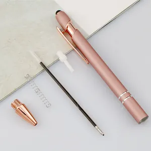 Druckkugelschreiber aus Aluminium in Roségold mit Einzelteilen