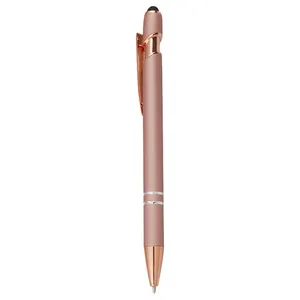 Eleganter roségoldener Aluminium-Kugelschreiber mit integrierter Touchscreen-Spitze