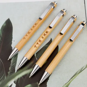 Bolígrafo Retráctil de Bambú Vintage Con Clip de Metal Tinta Negra Ecológica Para Oficina Escuela Negocios Regalo