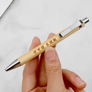 Bolígrafo retráctil de bambú ecológico de alta calidad con grabado personalizado