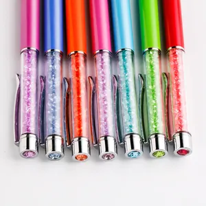 Colorful crystal metal ballpoint pens with sparkly rhinestone fillings for gifts