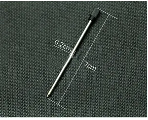 Technical dimensions of 7cm oil-based metal ballpoint pen refill with 0.2cm diameter