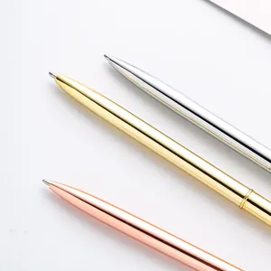 Elegant minimalist metal ballpoint pens in gold silver and rose gold for office desk use