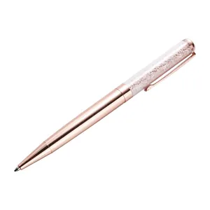 Eleganter roségoldener Kugelschreiber aus Metall mit funkelnden Kristallen Geschenk