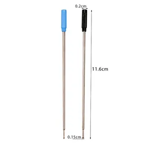 Premium metal ballpoint pen refills in black and blue ink, compatible with Cross pens