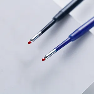 Macro shot of blue and black 424 water-based gel pen refills with red wax seals