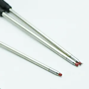 Premium 7cm silver metal ballpoint pen refills with protective red tips and black ends
