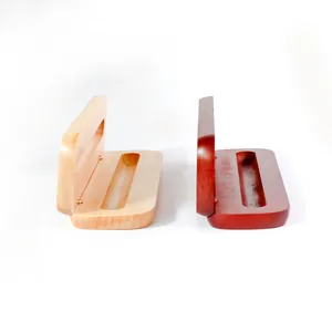 Pair of elegant maple and mahogany wooden pen gift boxes with hinged lid designs