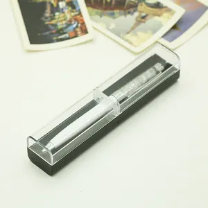 Set regalo penna a sfera in cristallo bianco con custodia nera e trasparente elegante