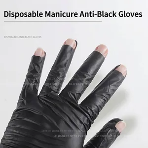 Gants de Protection Noirs Jetables pour le Nail Art Protection UV Haute Élasticité Sans Poudre Gants en Plastique pour la Protection des Mains en Manucure
