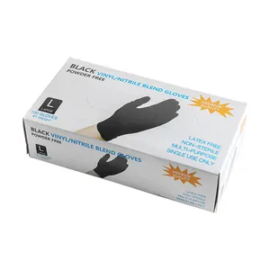 Boîte de 100 gants noirs en mélange vinyle et nitrile sans poudre taille L à usage polyvalent