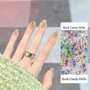Aurora Colorful Rock Sugar Nail Art Rhinestones Glass Flatback Crystal Diamonds For DIY Manicure Decoration Pack