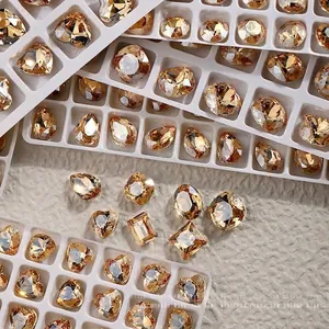 Cristalli K9 champagne di alta qualità in varie forme per decorazione professionale unghie