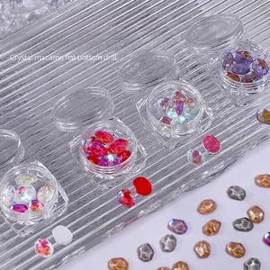 Aurora Iridescent Candy Ice Cube Nail Art Rhinestones Irregular Water Ripple Flatback Glass Gems For DIY Manicure Decoration