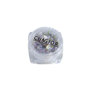 Aurora opal nail powder in iridescent polarized flakes for mirror effect