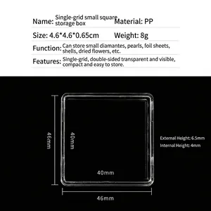 Small transparent square storage box for nail art accessories and jewelry