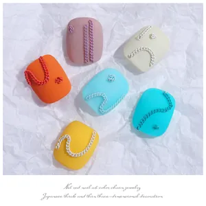 Professional 3D colorful nail art chain jewelry set for trendy manicure decoration designs