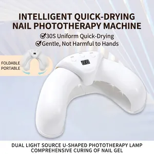 Mini Crescent U-Shaped LED UV Nail Lamp 36W High Power Fast Drying Phototherapy Machine With Digital Display And Timers