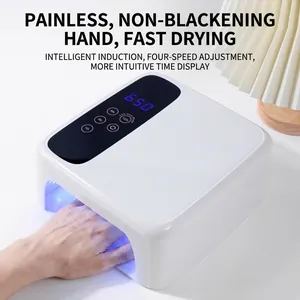 High-power white LED nail lamp with smart sensor and timer display for manicures