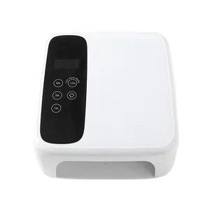 Professional cordless LED UV nail lamp with digital timer display on white background
